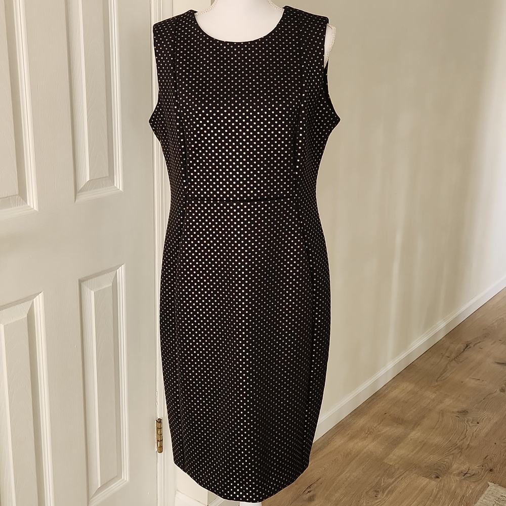 Calvin Klein Black Gold Sheath Pencil Dress 14 - Picture 4 of 15